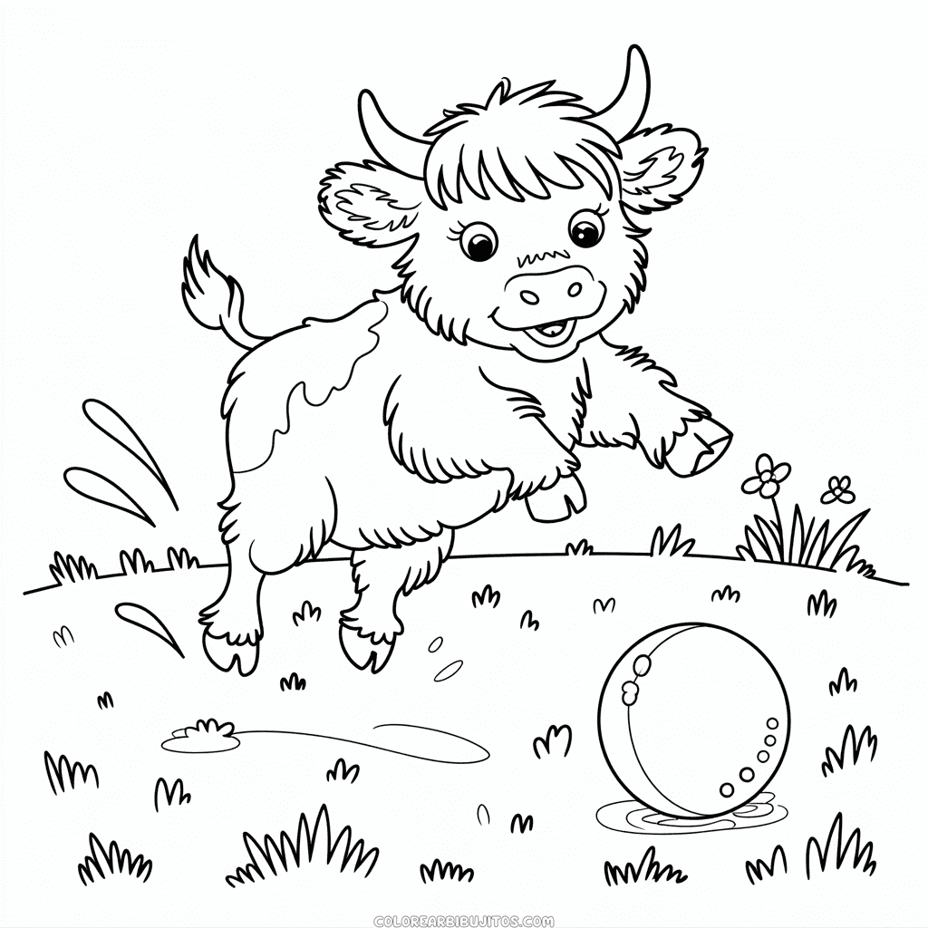 Dibujo de Bebé de Vaca Highland para Colorear