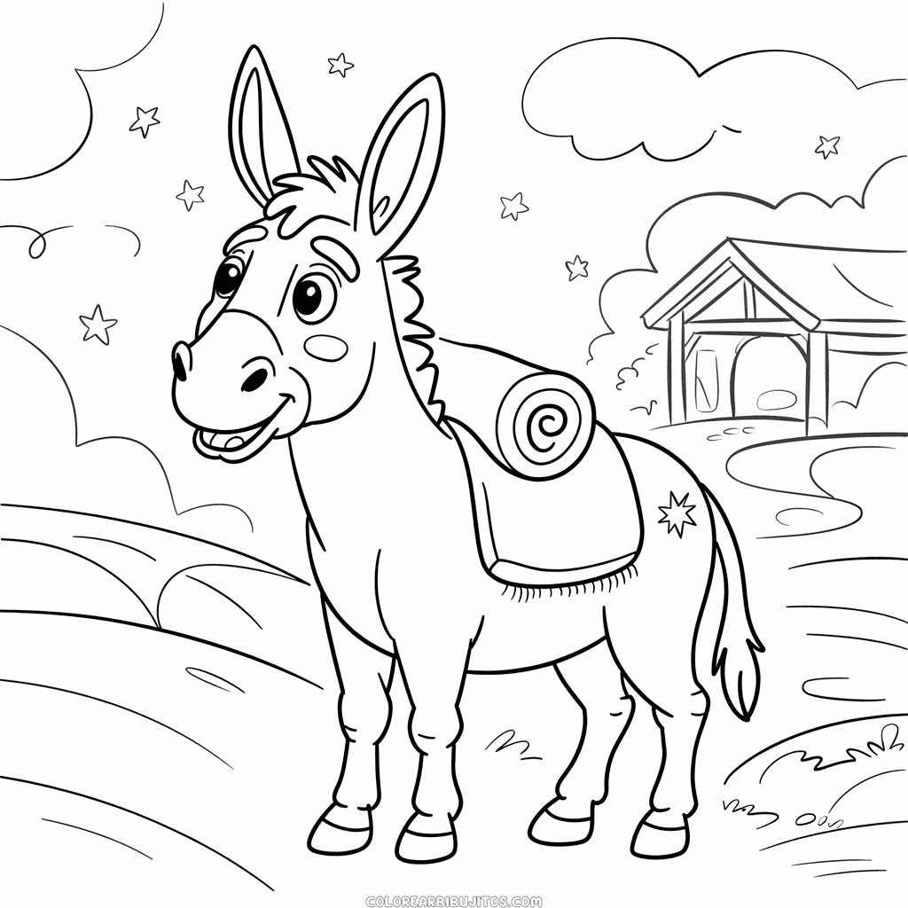 Dibujo de Bo el Burro para Colorear