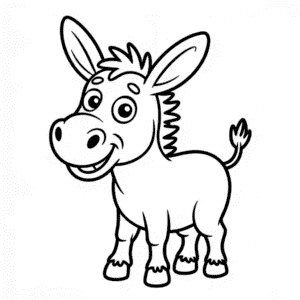Dibujo de Burro de Dibujos Animados para Colorear