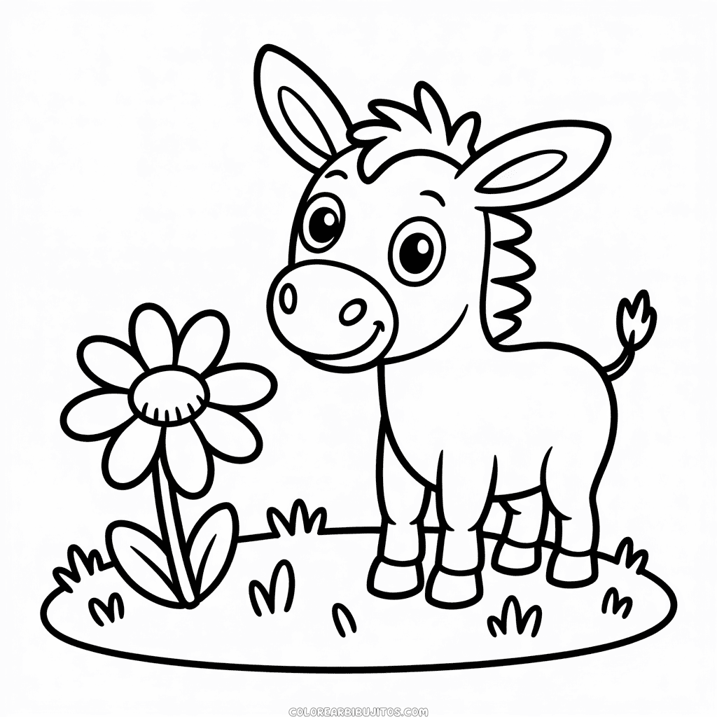 Dibujo de Burro Fácil para Colorear