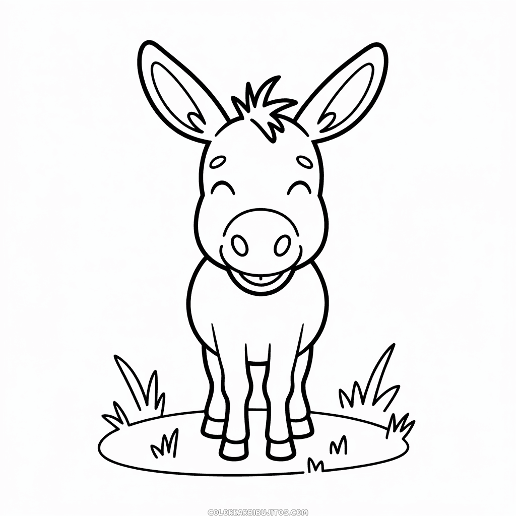 Dibujo de Burro Sonriente para Colorear