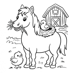 Dibujo de Caballo de Granja para Colorear