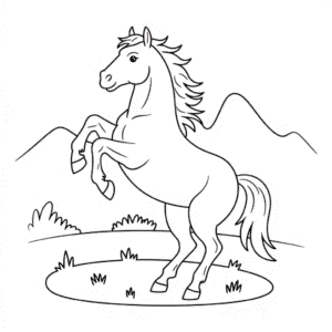 Dibujo de Caballo sobre sus Patas Traseras para Colorear