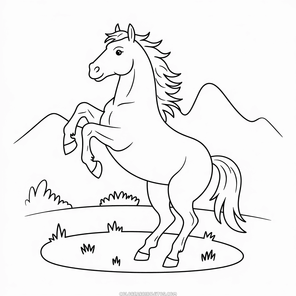 Dibujo de Caballo sobre sus Patas Traseras para Colorear