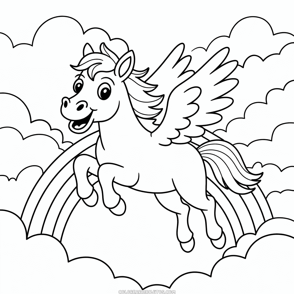 Dibujo de Caballo Volador para Colorear