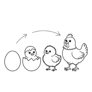 Dibujo de Ciclo de Vida de la Gallina para Colorear