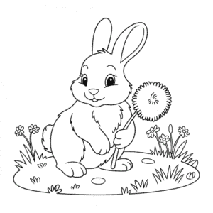 Dibujo de Conejo Blanco y Negro para Colorear
