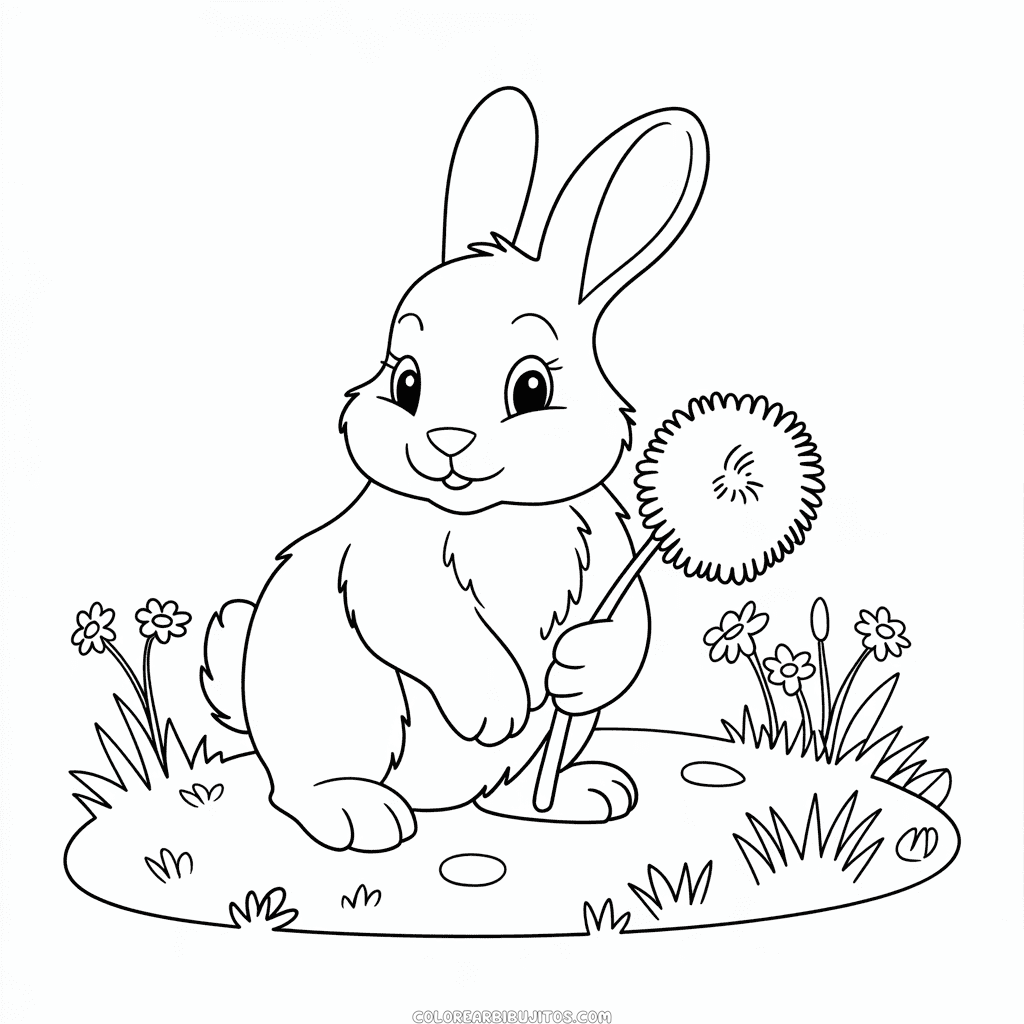 Dibujo de Conejo Blanco y Negro para Colorear