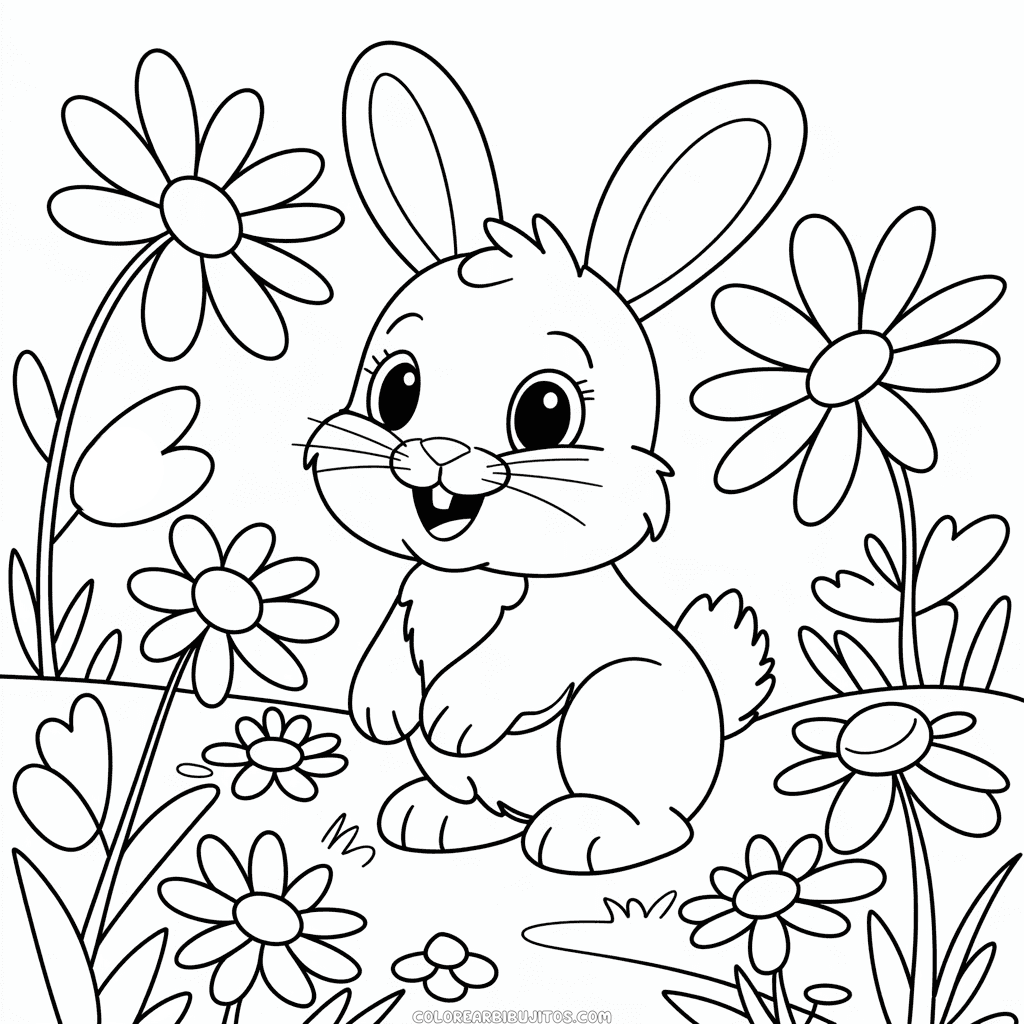 Dibujo de Conejo Detallado para Colorear