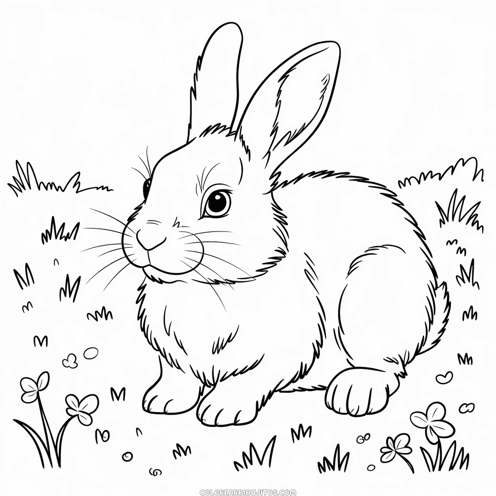 Dibujo de Conejo Realista para Colorear
