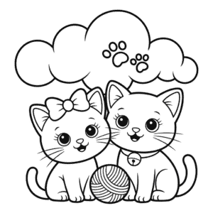 Dibujo de Dos Gatos para Colorear