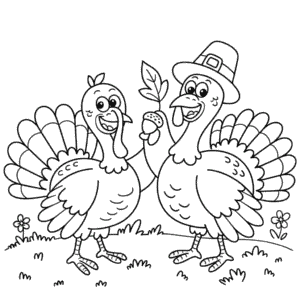 Dibujo de Dos Pavos para Colorear