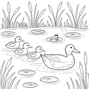 Dibujo de Familia de Patos para Colorear