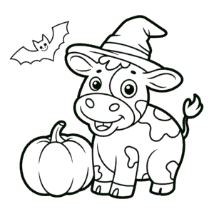 Dibujo de Feliz Halloween Vaca para Colorear