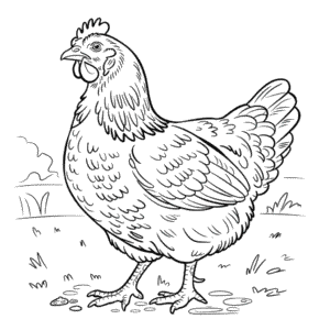 Dibujo de Gallina Adulta para Colorear
