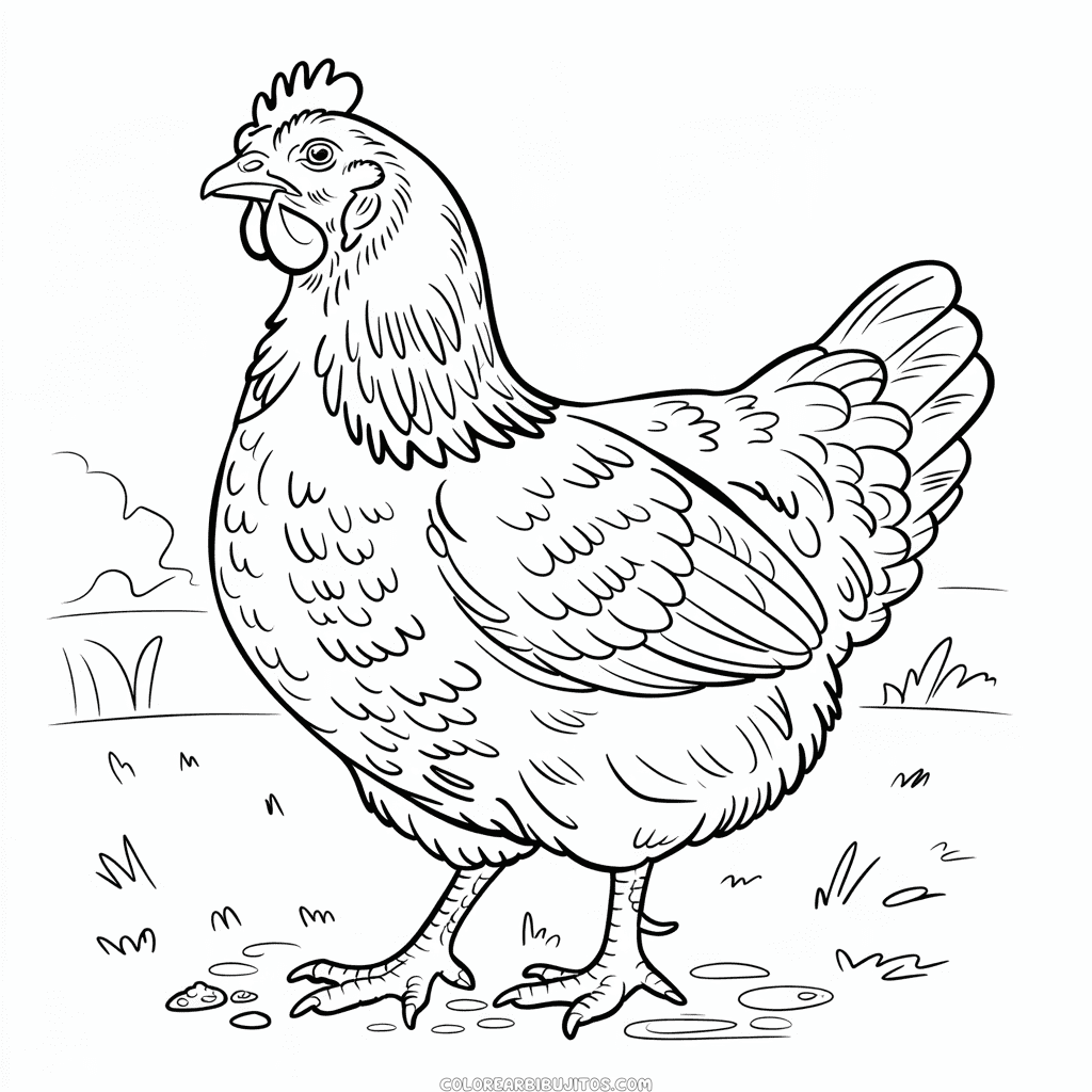 Dibujo de Gallina Adulta para Colorear