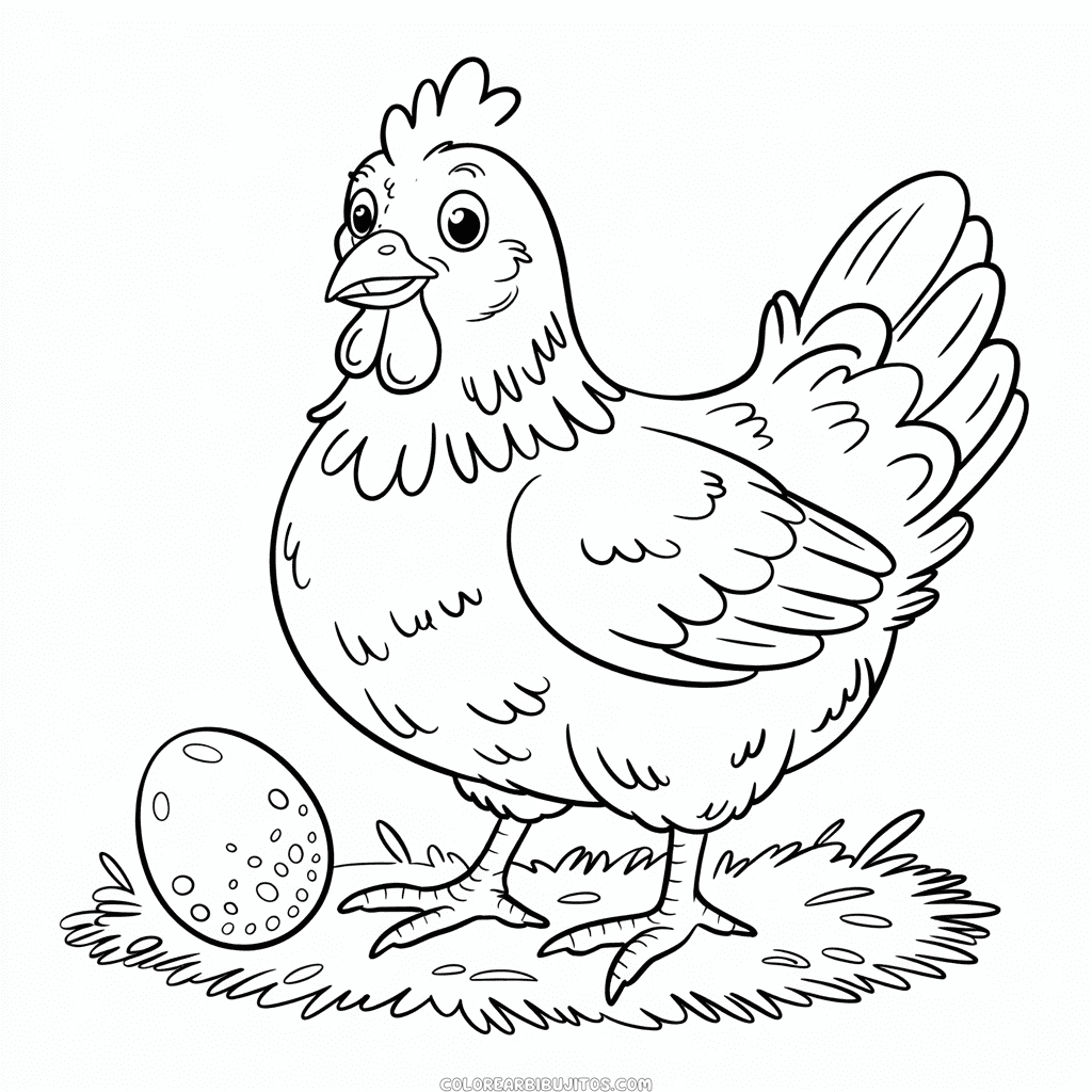 Dibujo de Gallina Realista para Colorear