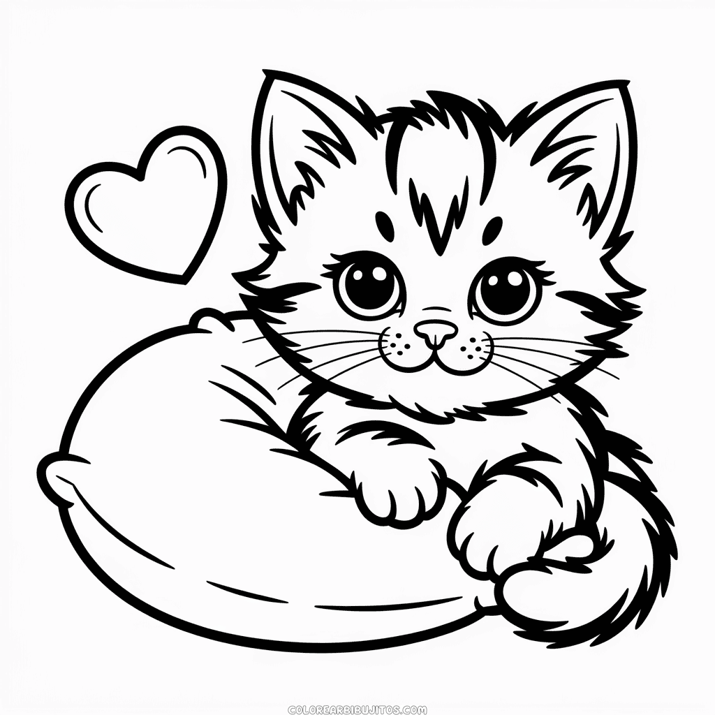 Dibujo de Gato Adorable para Colorear