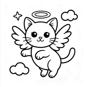 Dibujo de Gato Ángel para Colorear