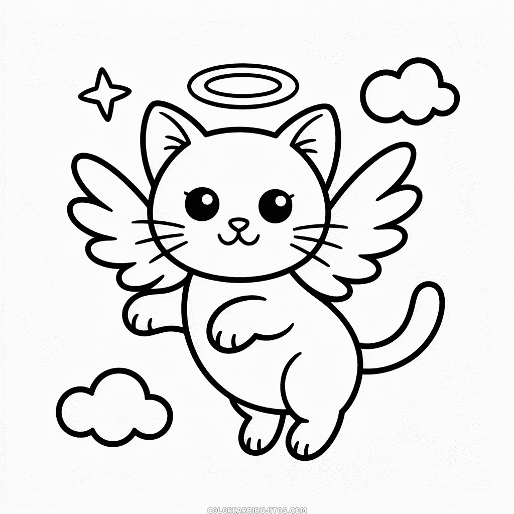 Dibujo de Gato Ángel para Colorear