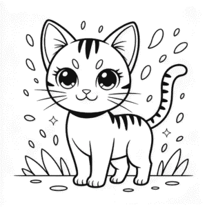 Dibujo de Gato Anime para Colorear