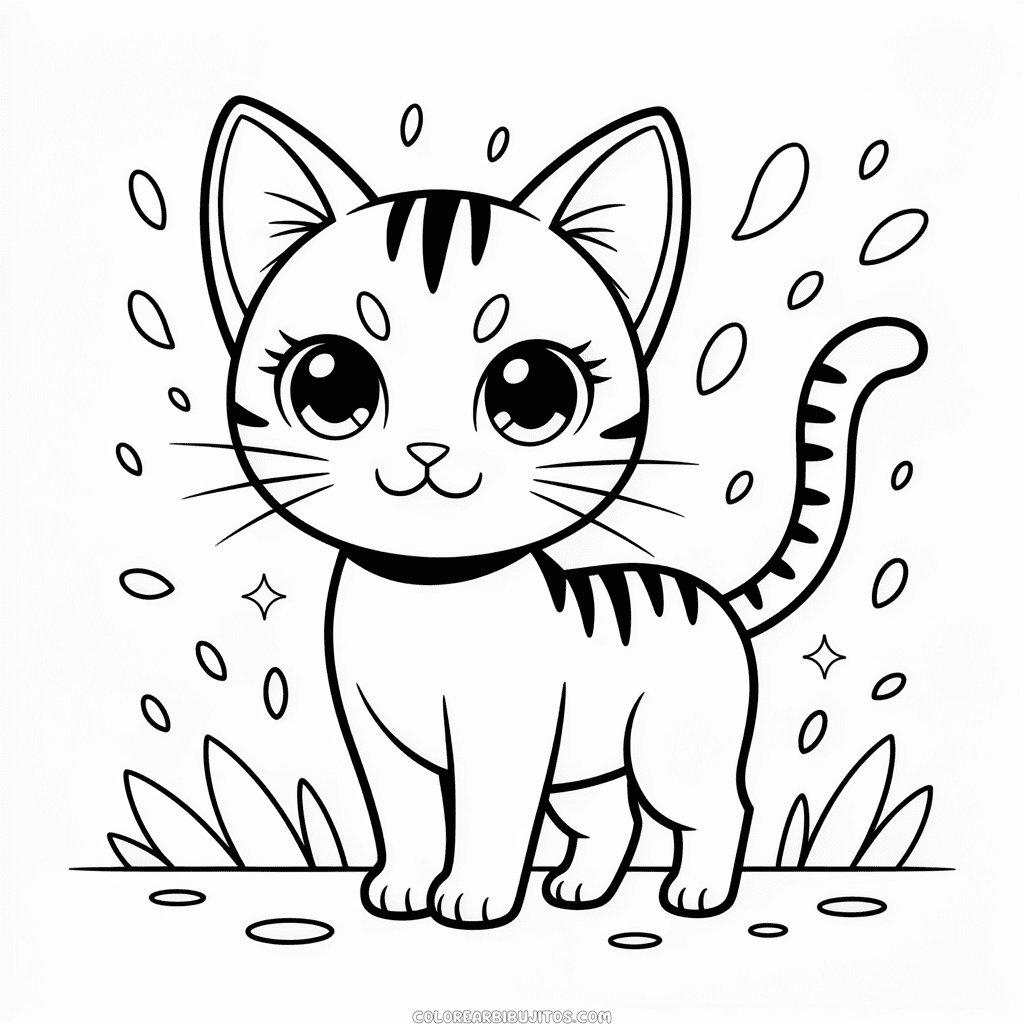 Dibujo de Gato Anime para Colorear