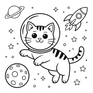 Dibujo de Gato Astronauta para Colorear