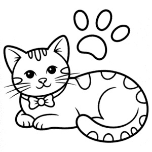 Dibujo de Gato Blanco y Negro para Colorear
