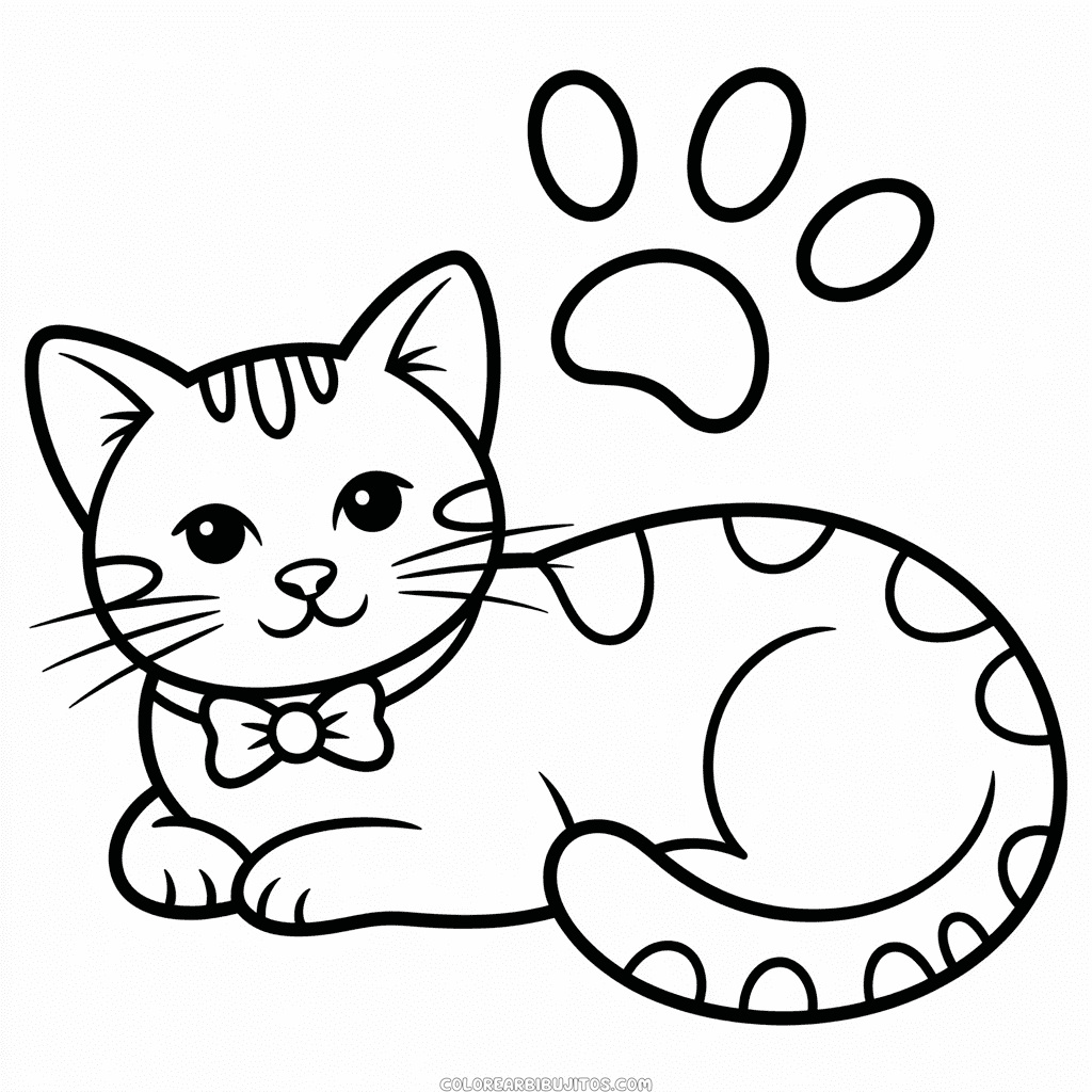 Dibujo de Gato Blanco y Negro para Colorear