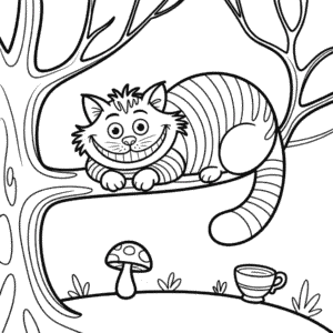 Dibujo de Gato de Alicia en el País de las Maravillas para Colorear