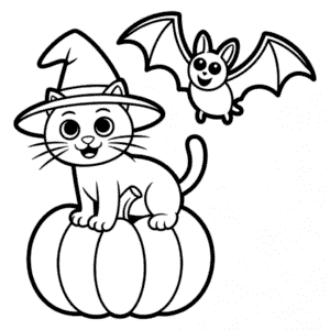 Dibujo de Gato de Halloween para Colorear