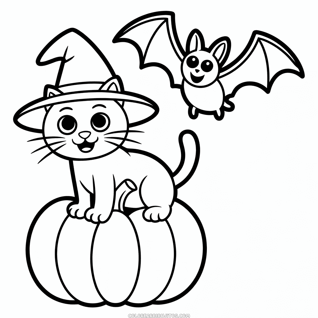 Dibujo de Gato de Halloween para Colorear