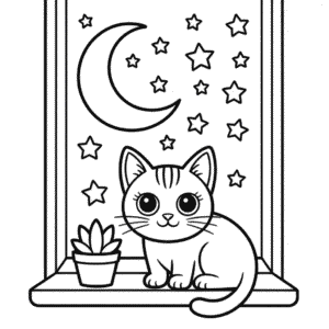 Dibujo de Gato Estético para Colorear