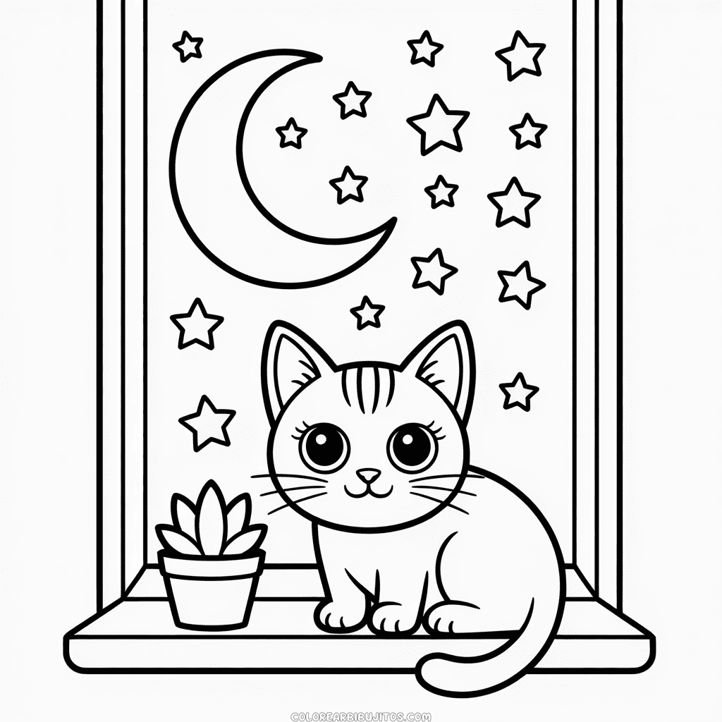 Dibujo de Gato Estético para Colorear