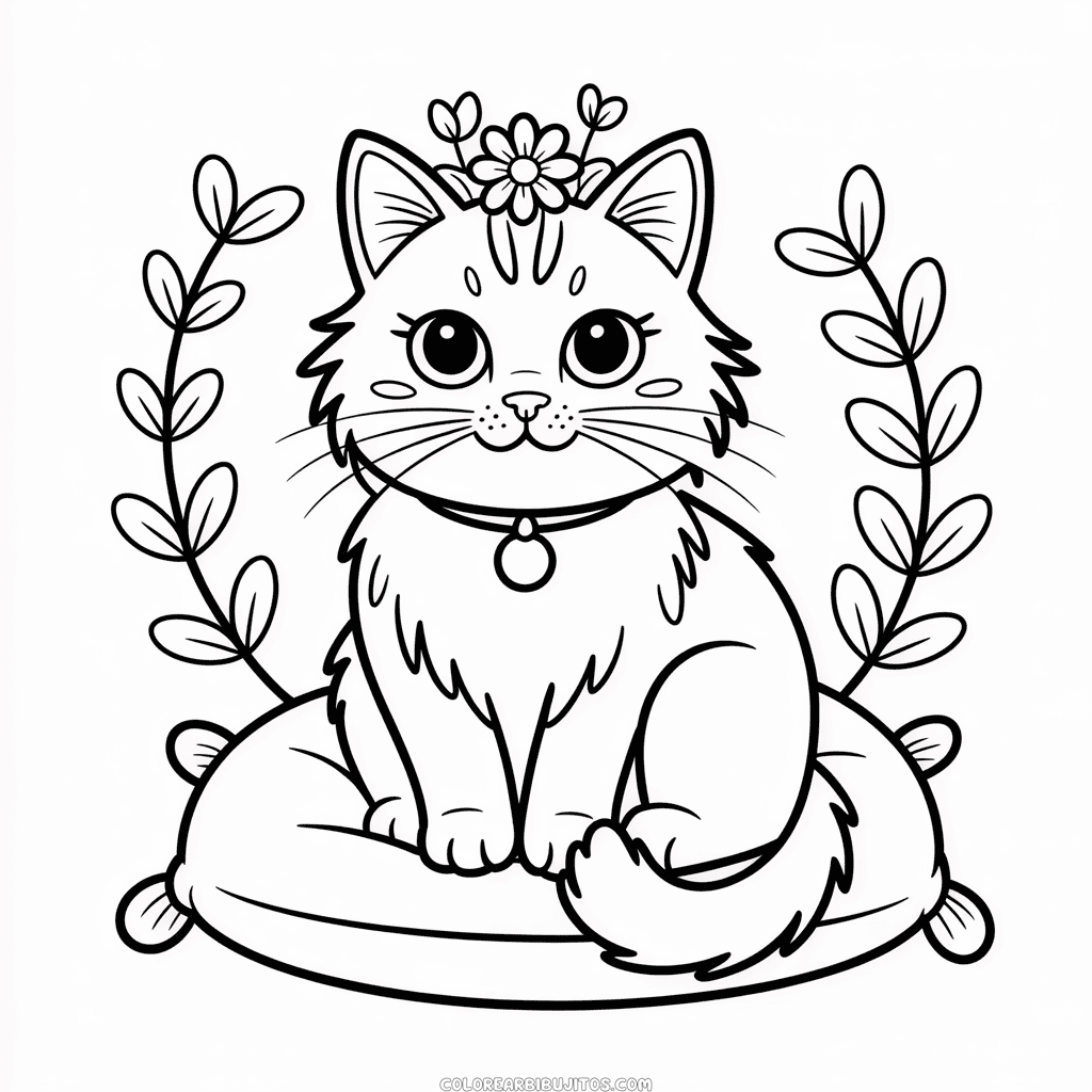 Dibujo de Gato Hermoso para Colorear