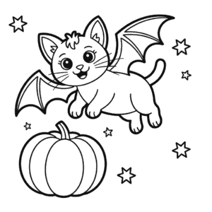 Dibujo de Gato Murciélago para Colorear