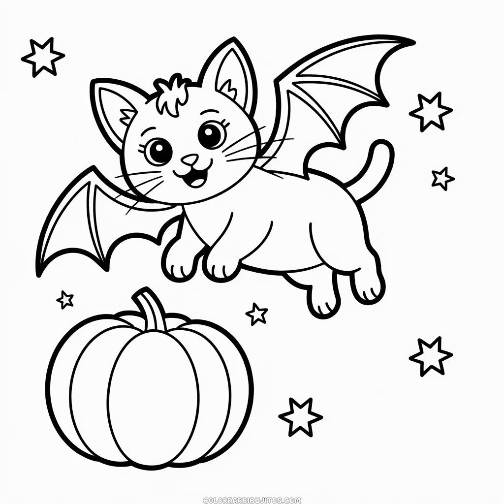 Dibujo de Gato Murciélago para Colorear