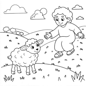 Dibujo de Historia Bíblica La Oveja Perdida para Colorear