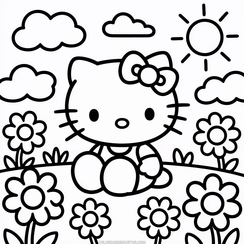 Dibujo de Imprimible Hello Kitty para Colorear