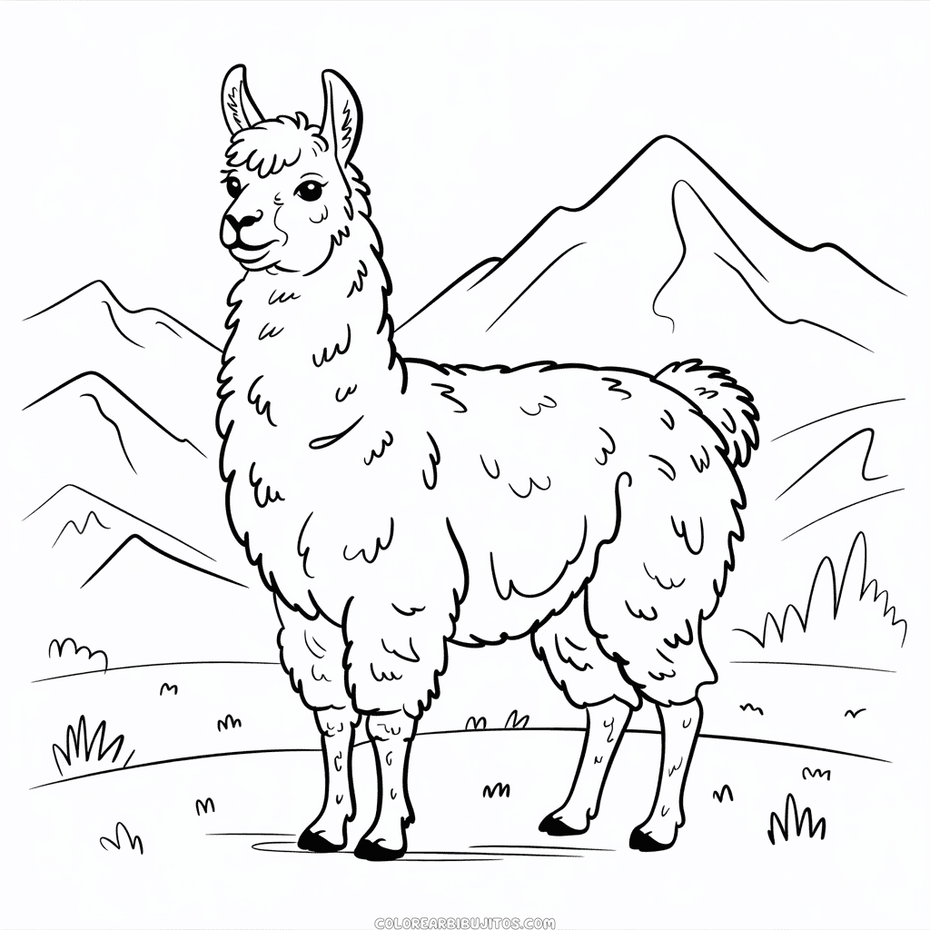 Dibujo de Llama Realista para Colorear