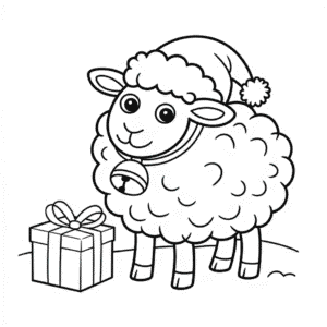 Dibujo de Oveja de Navidad para Colorear