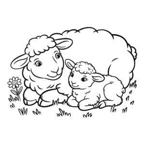 Dibujo de Oveja y Cordero para Colorear