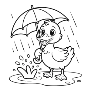 Dibujo de Pato con Paraguas para Colorear