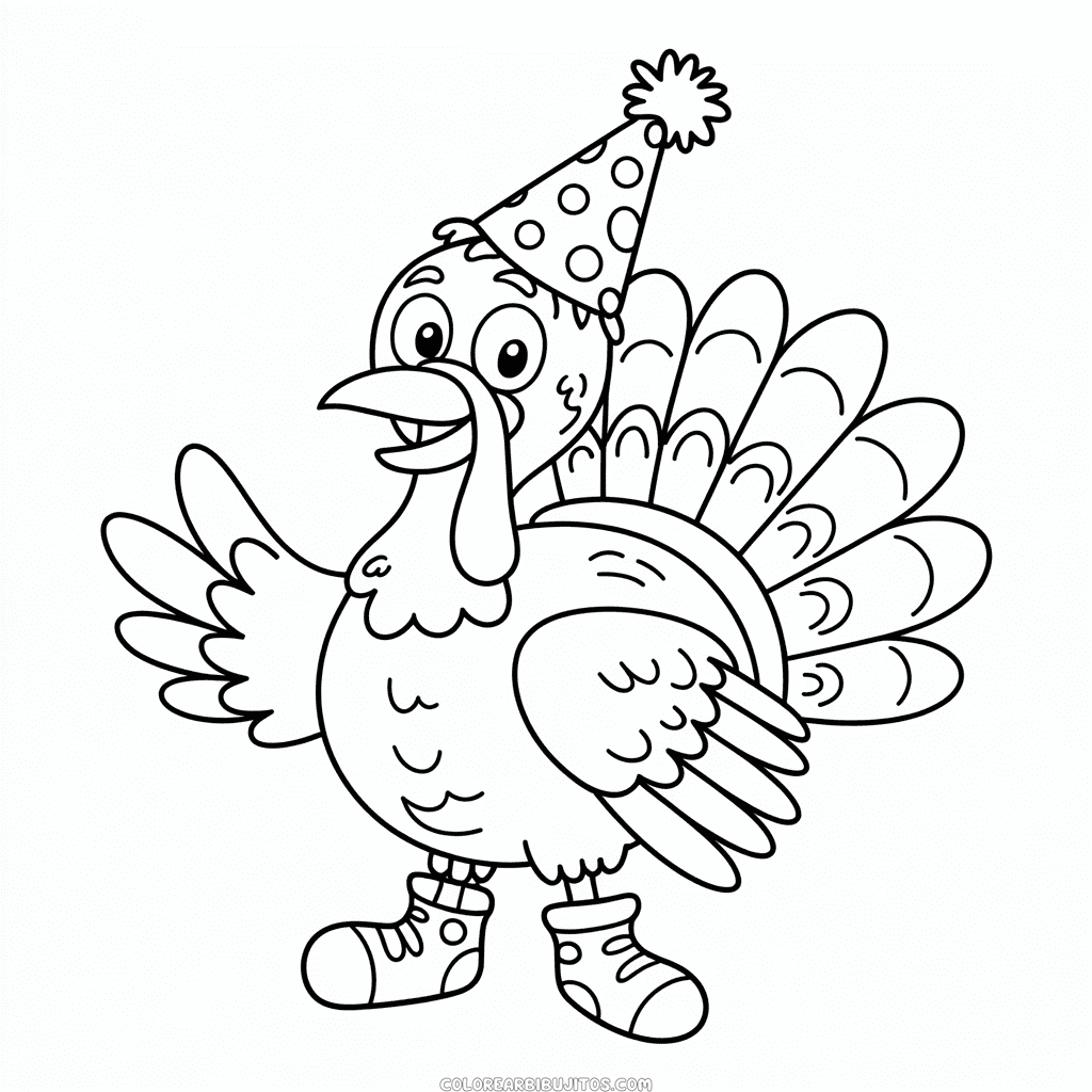 Dibujo de Pavo Divertido para Colorear