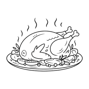 Dibujo de Pavo Horneado para Colorear