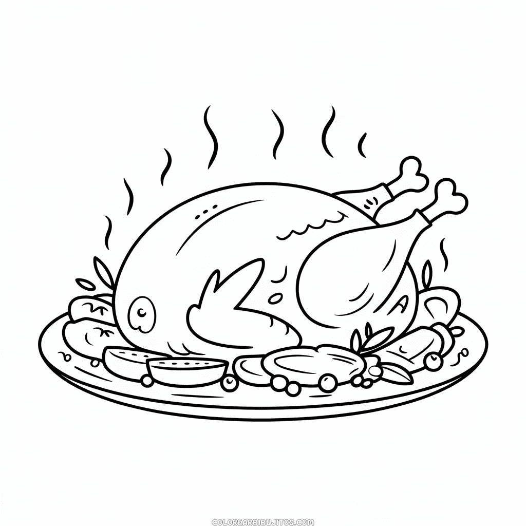 Dibujo de Pavo Horneado para Colorear