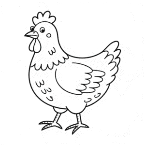 Dibujo de Pequeña Gallina Roja para Colorear
