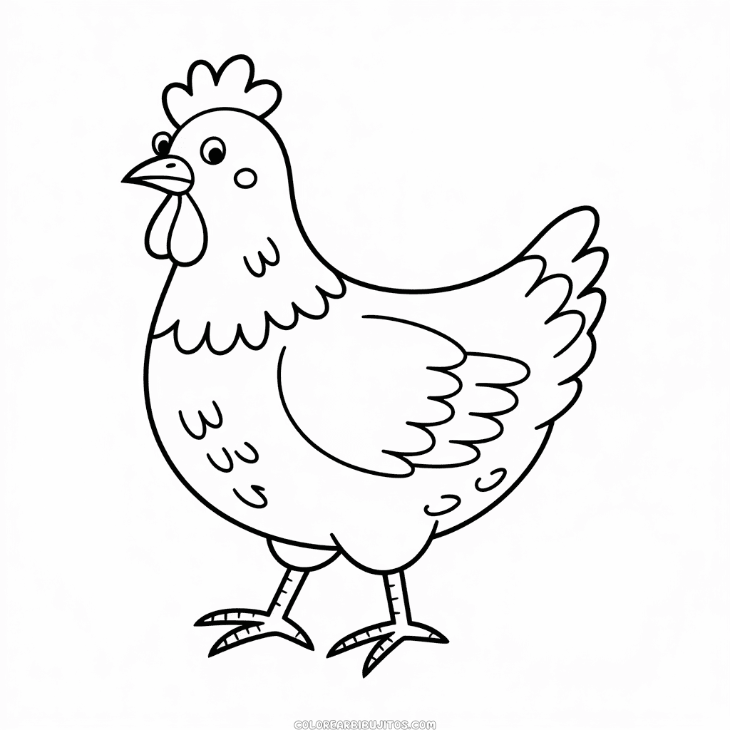 Dibujo de Pequeña Gallina Roja para Colorear