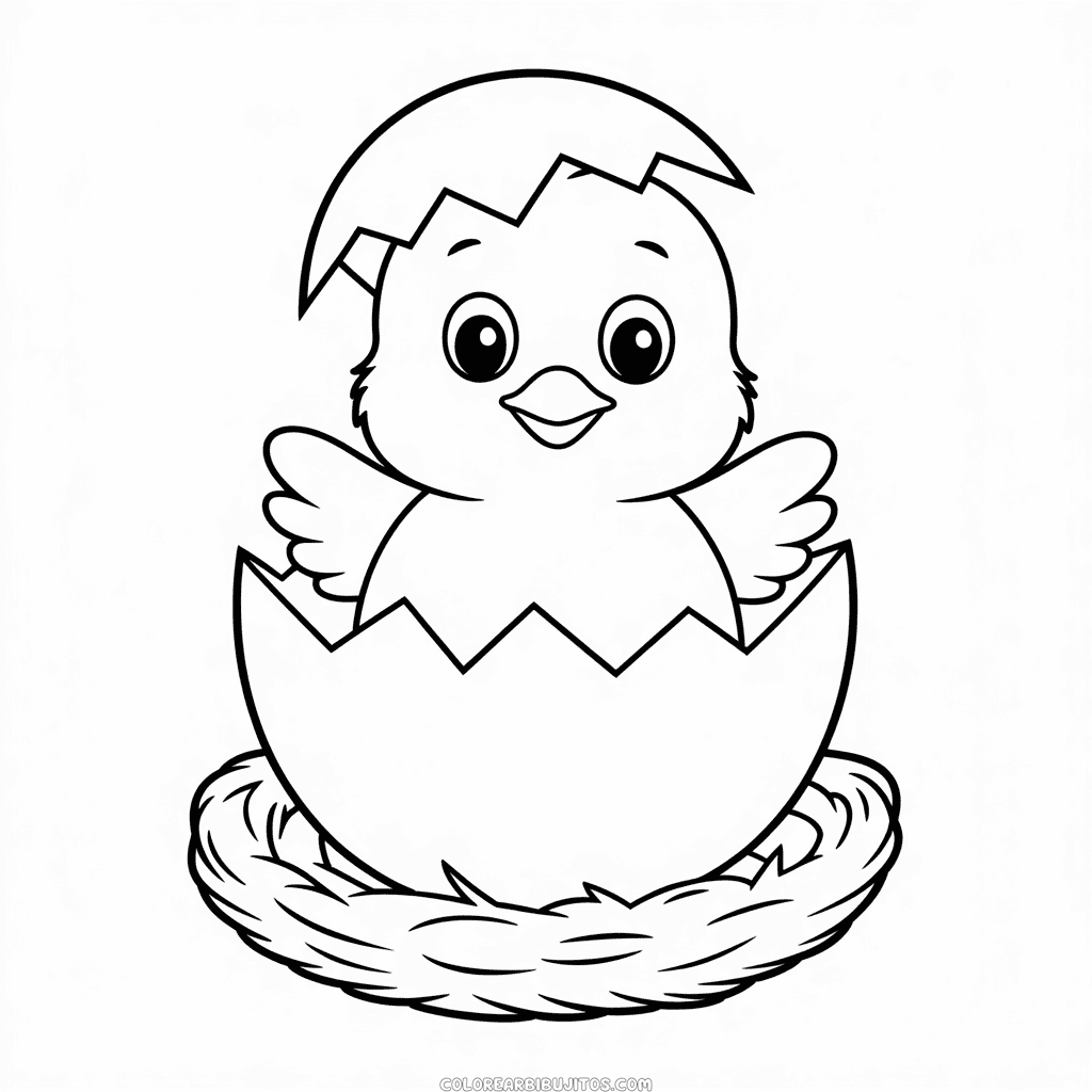 Dibujo de Pollito bebe eclosionando para Colorear