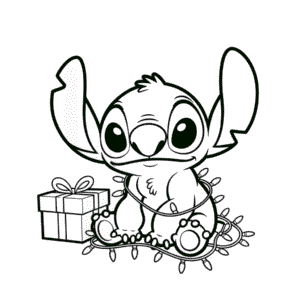 Dibujo de Stitch Navideño para Colorear